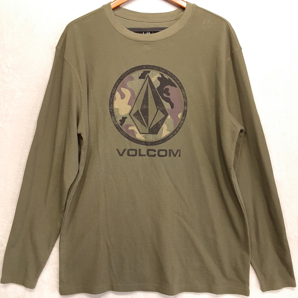 Volcom Mens Lightweight Graphic Thermal Sweater Sz.2XL/Green/Camouflage/RN#29745